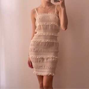 Sheer Pleated Shimmery Tiered Ruffled Dress
